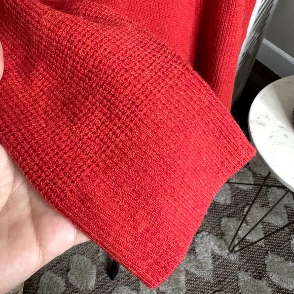 MADEWELL Women's XS Asherton Oversized Thermal Henley Sweater Wool Alpaca Red - Picture 9 of 16